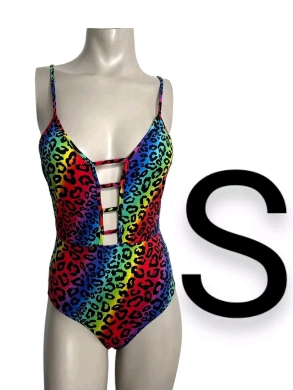 🆕Sexy Rainbow Leopard Print Cami Bodysuit~Size S